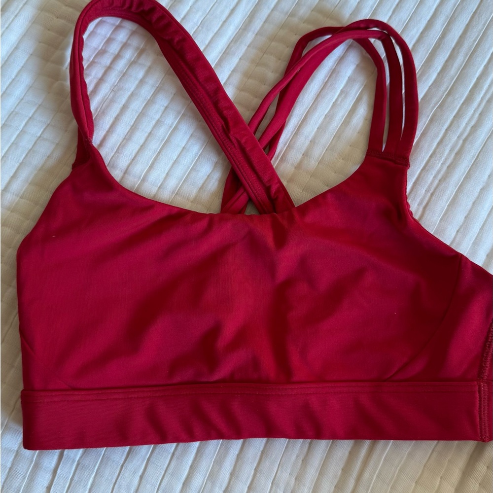 Athleta Red Strappy Sports Bra